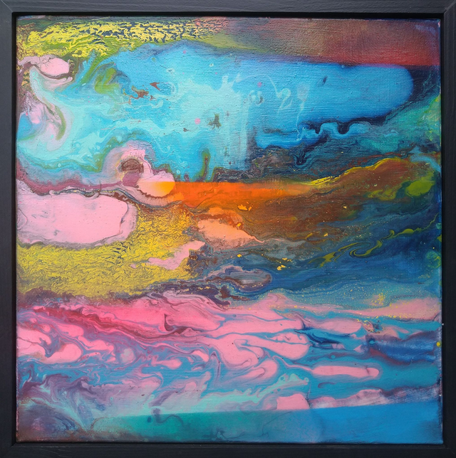 Czeskie impresje 1, 29x29 (31x31) olej akryl płótno oprawiony