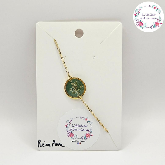 Bracelet "Reine Anne vert" doré