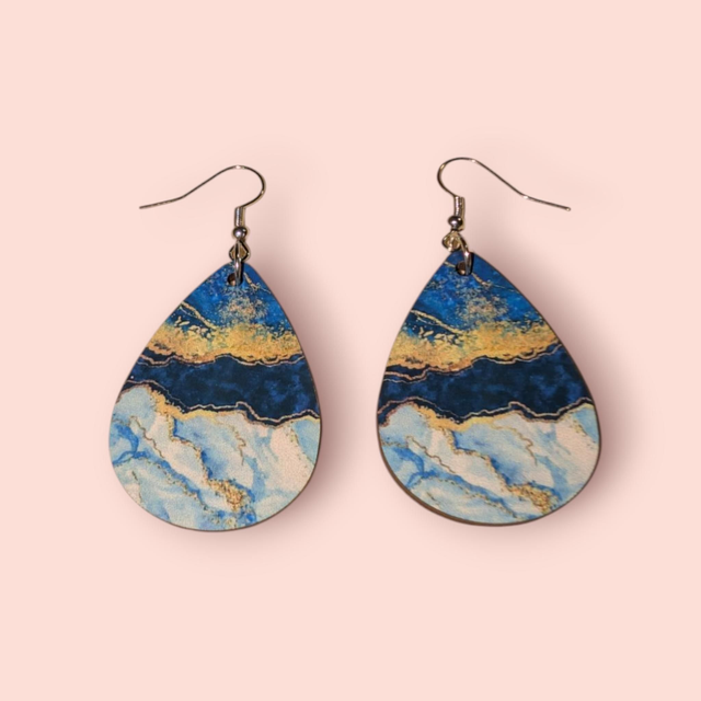 N°33 Boucles d'oreilles goutte d'eau grande fantaisie hypoallergénique 