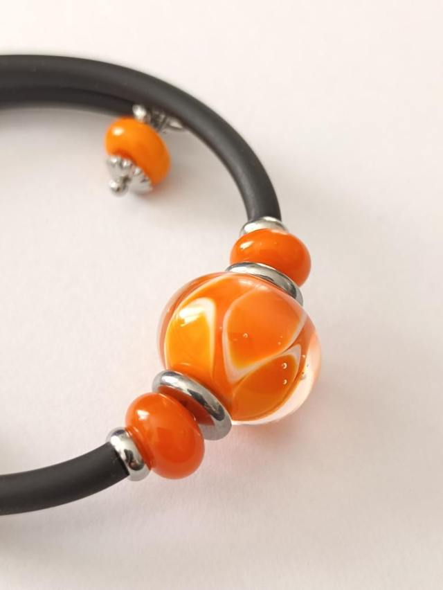 Bracelet Orange en verre filé 