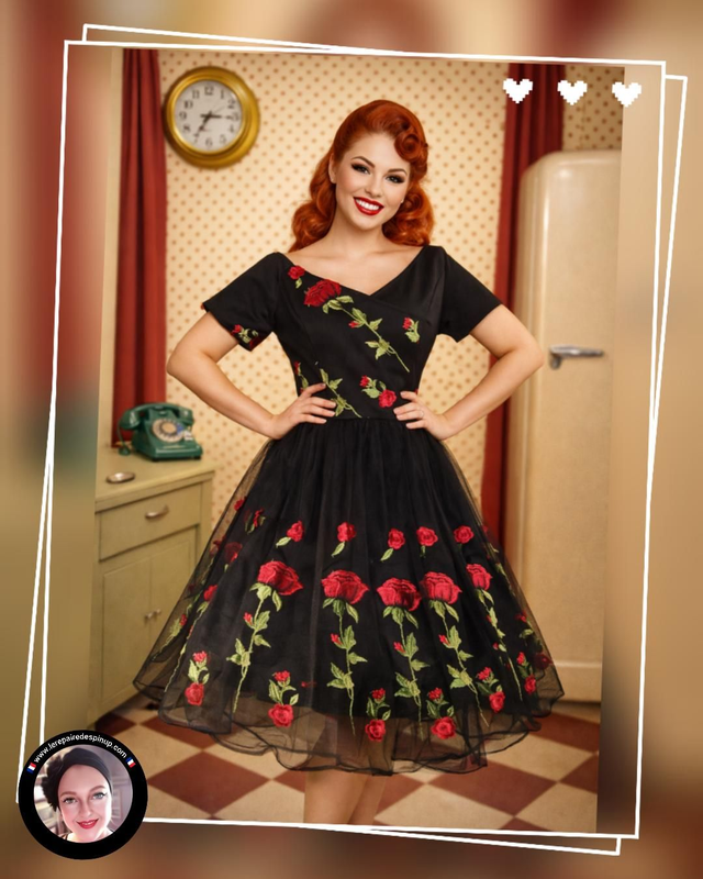 Robe Pin-up Brodée Noire T46/50