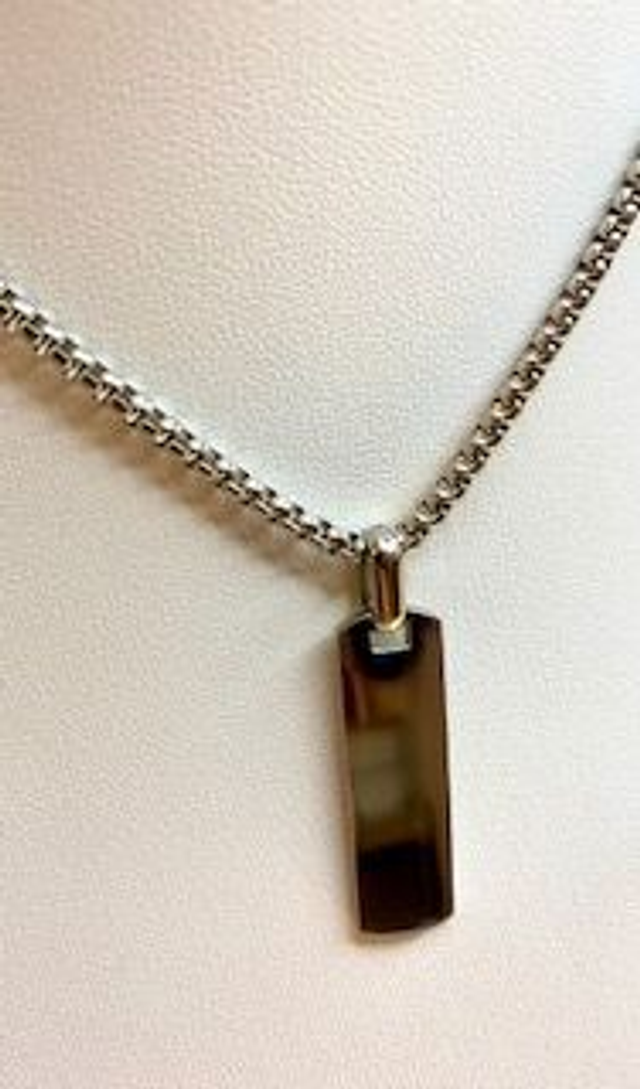 Collier pendentif carré en acier inoxydable argent