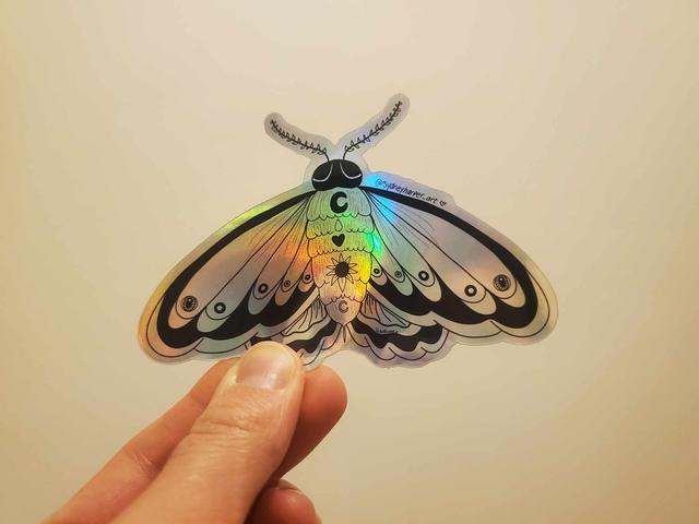 Holographic Moth Sticker