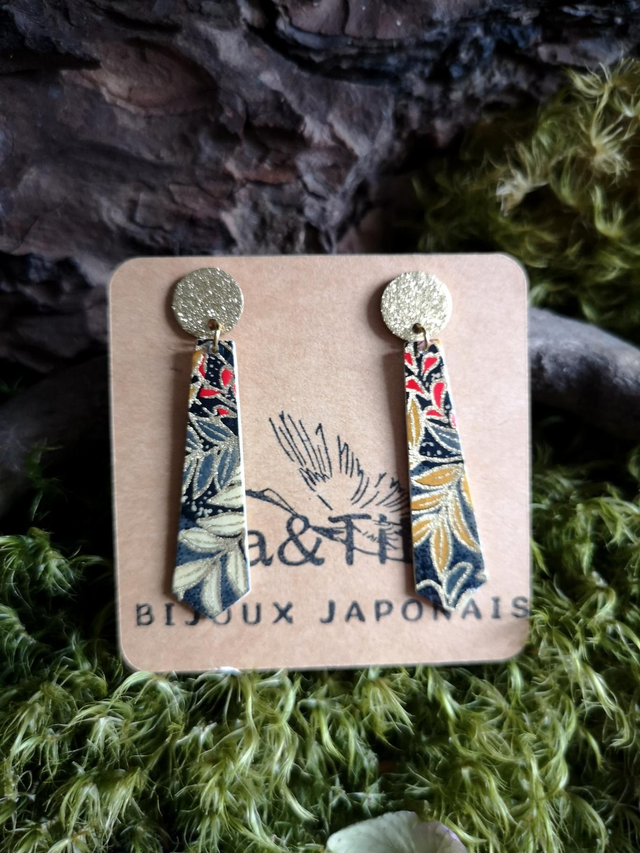 Boucles d'oreilles - puces - papier washi - fleurs - La&Titia