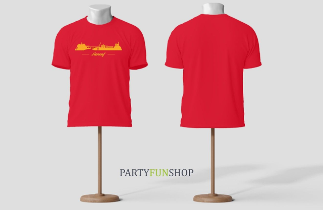 T-Shirt - 5202 Hennef Stadtsilhouette - red / yellow