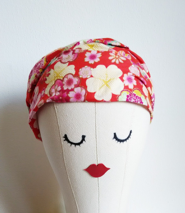 Japanese Cotton Fabric Headband, Red Colour, Floral Pattern Headband, Hair accessary, Gift for her, Hair band