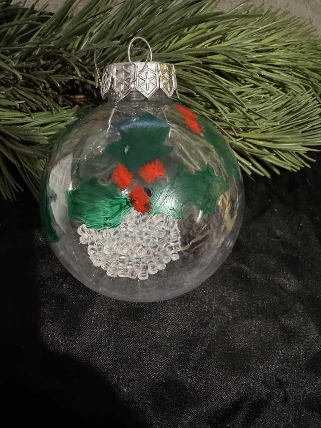Holly Bauble Filled with Snow