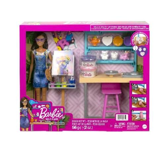 MATTEL BARBIE ATELIER DELL&#039;ARTISTIA CON BAMBOLA 29 CM PLASTILINA PER VASI E PITTURA E ACCESSORI