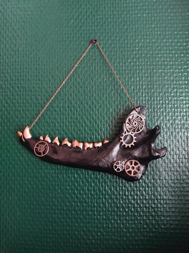 Mâchoire de renard en résine steampunk 