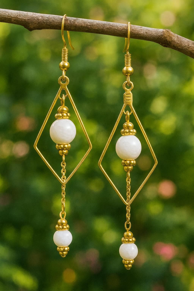 Boucles d'oreilles Labradorite blanche - Protection Douce &amp; Clarté Intérieure