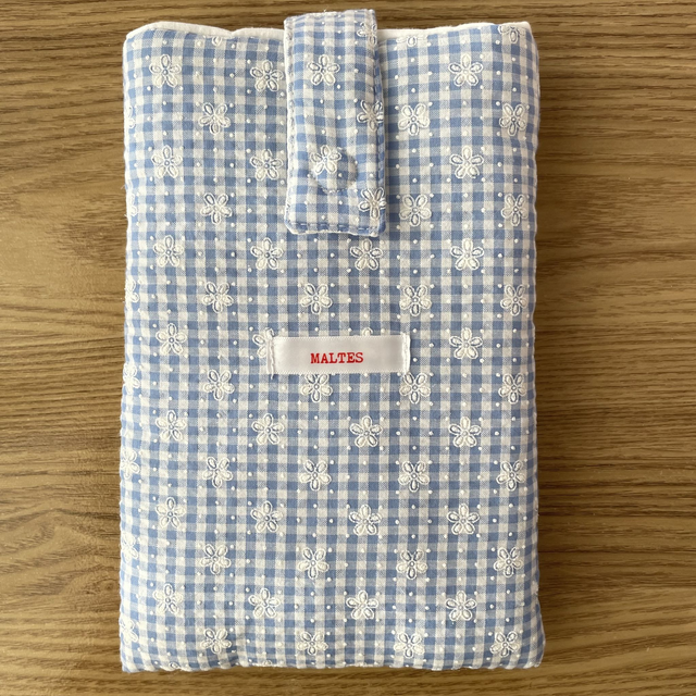 Housse de livre vichy bleu (poche)