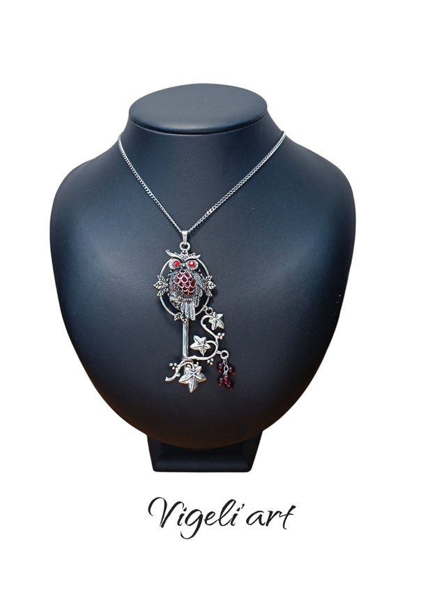 Colliers clé hibou rouge
