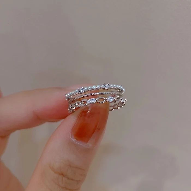 Bague tendance ajustable : couleur argent