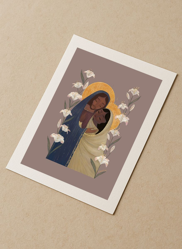 Le Couple sacré - Tirage d'art rehaussé de doré