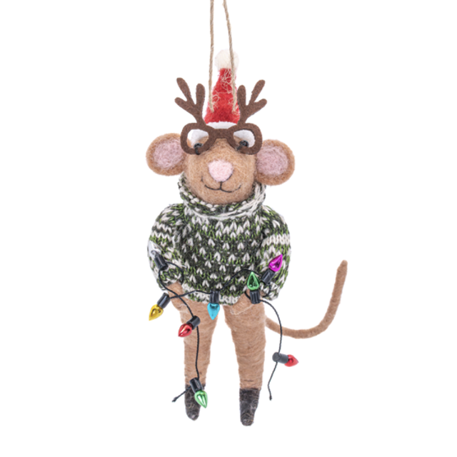 Christmas Party Mouse Felt Decoration 
