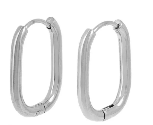 Créoles ovales 21 x 15 mm acier inoxydable