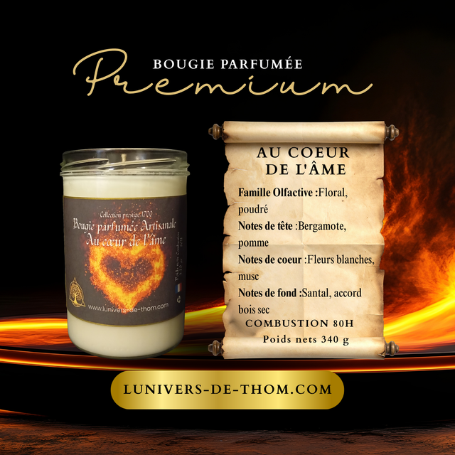 Bougie artisanale magnétisée – Au Cœur de l’Âme 340 GR