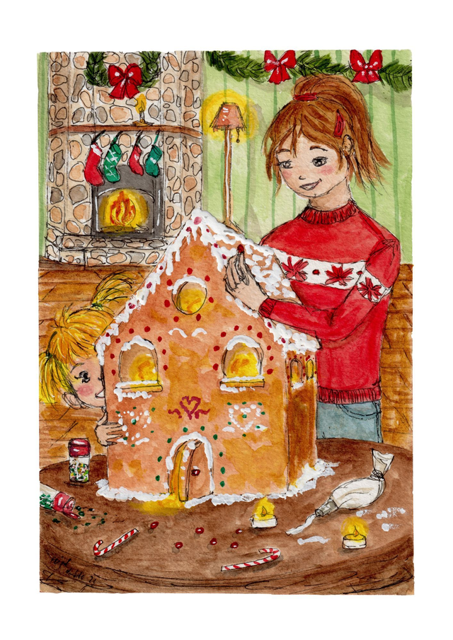 La maison en pain d’épices - Aquarelle originale 