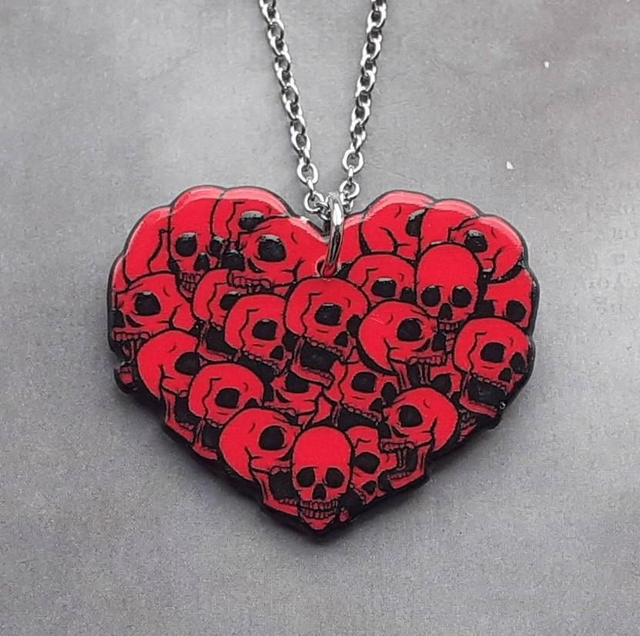 Heart of Skulls Necklace 