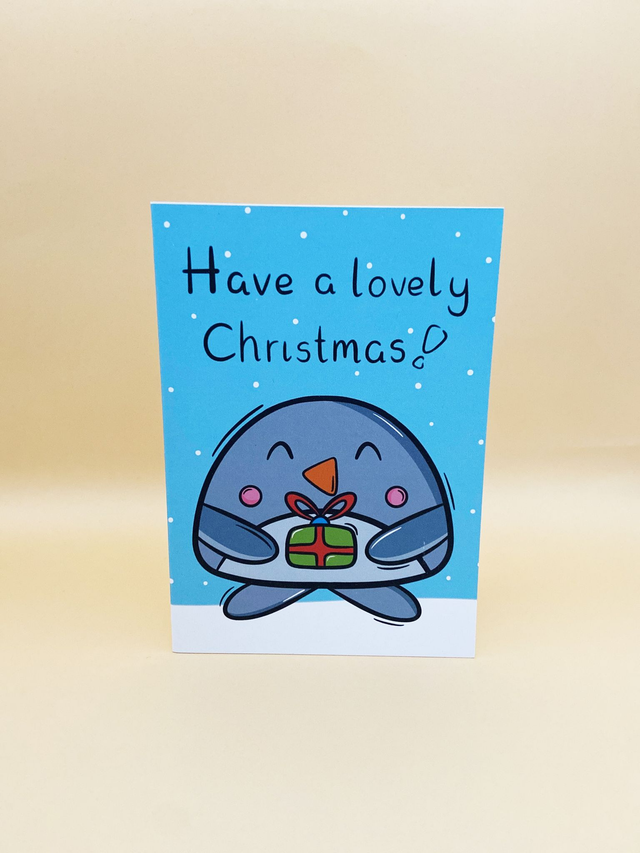 Snowy penguin Christmas card