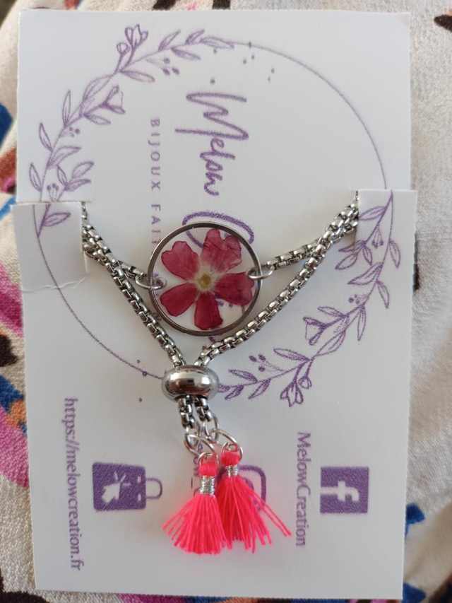 Bracelets pompons - Rose fluo