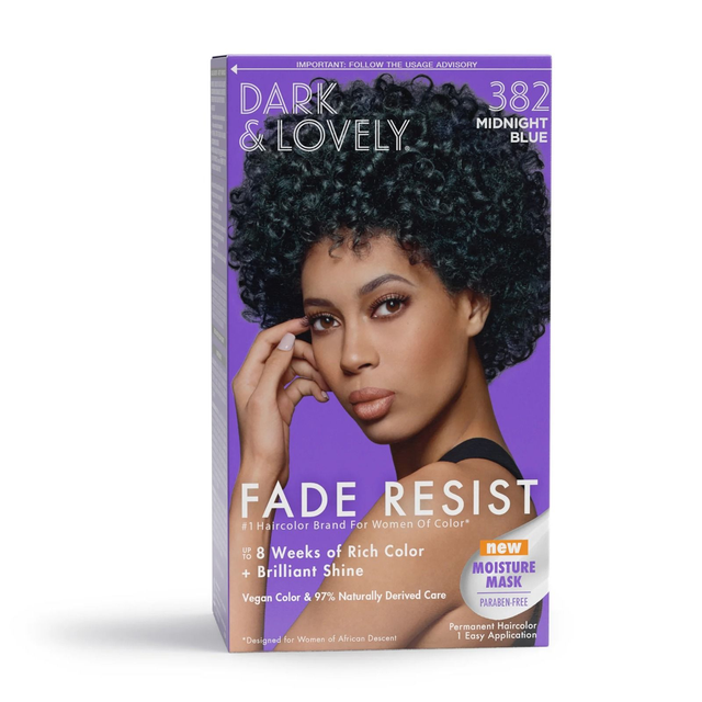 Dark and Lovely Fade Resist Permanent Hair Color -(382 Midnight Blue)