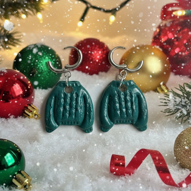 Polymer Clay Teal Jumper Earrings