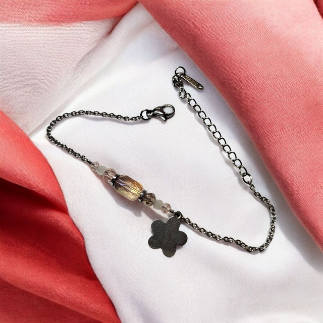 Bracelet acier inoxydable beige et argenté