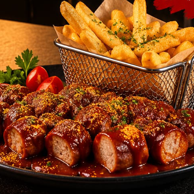Currywurst mit Pommes