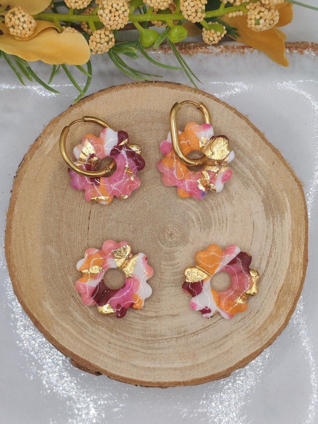 Fleur Leady blanc Bordeaux orange rose réversible