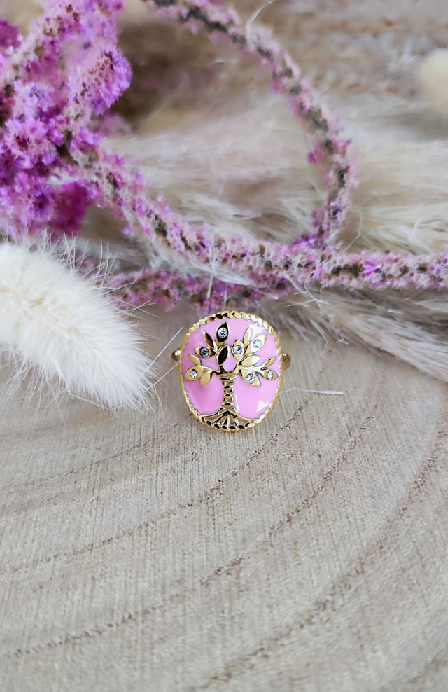 Bague Arbre de vie rose
