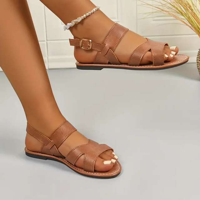 Women's New Plus Size Adjustable Buckle Strap Flat Sandals