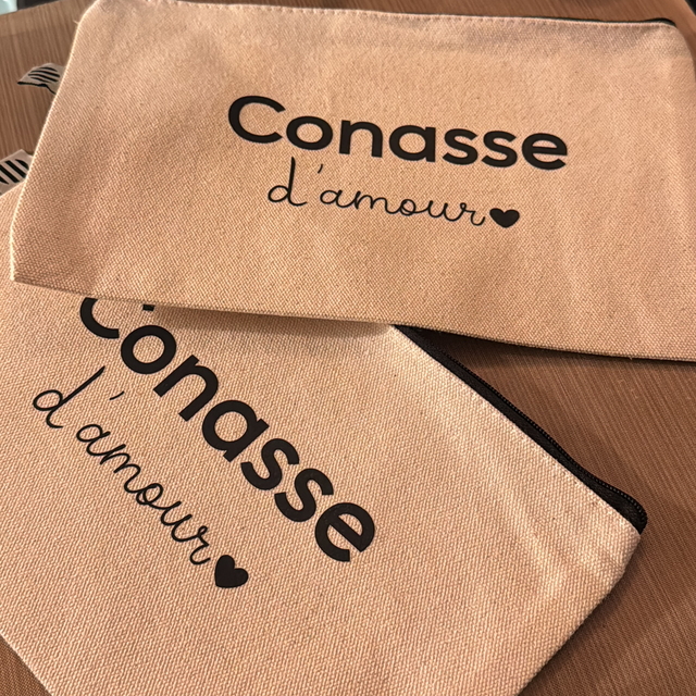 Petite trousse zip noir message