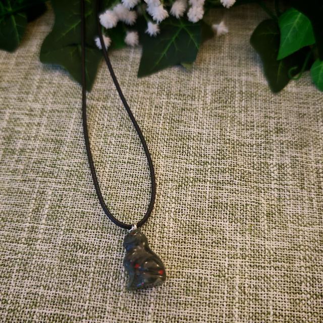 Collier chat jaspe héliotrope 