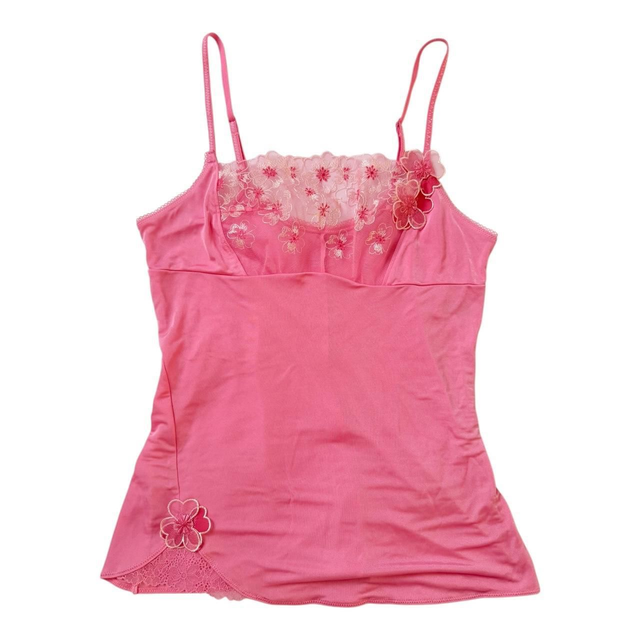 Japanese brand coquette pink clover embroidered cami 