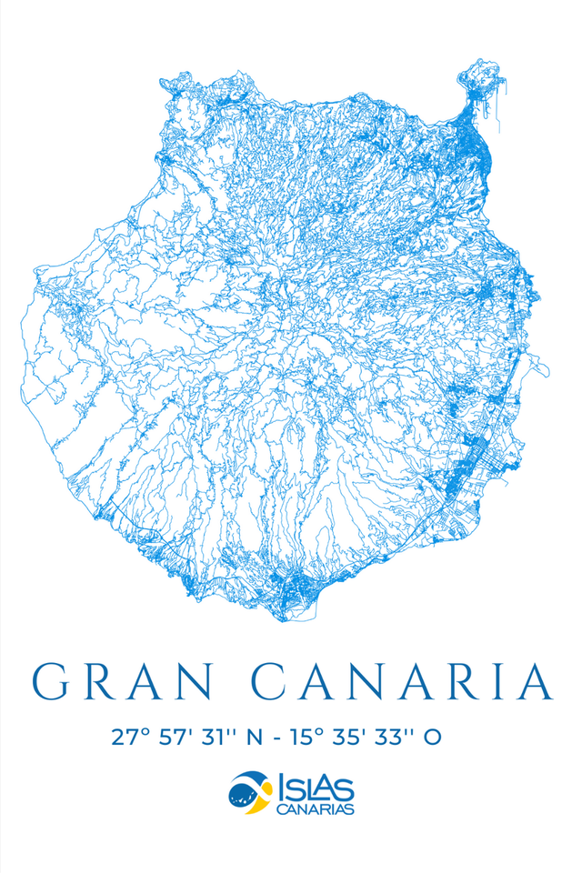 Lámina de Gran Canaria con sus coordenadas