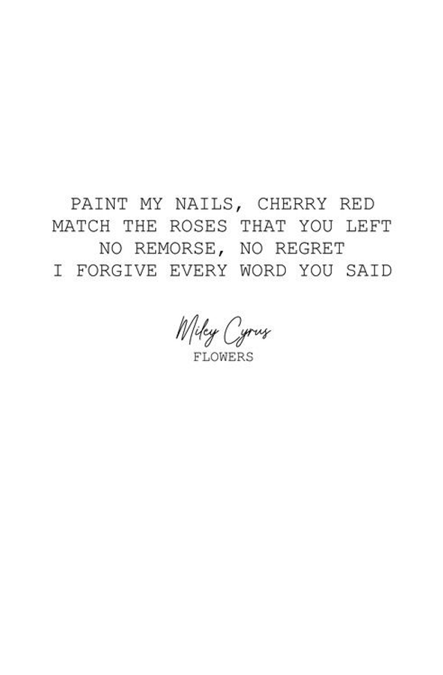 Free* Miley Cyrus - Flowers Lyrics Poster (* Postage only)