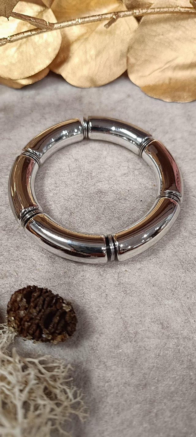 Bracelet perles argentées