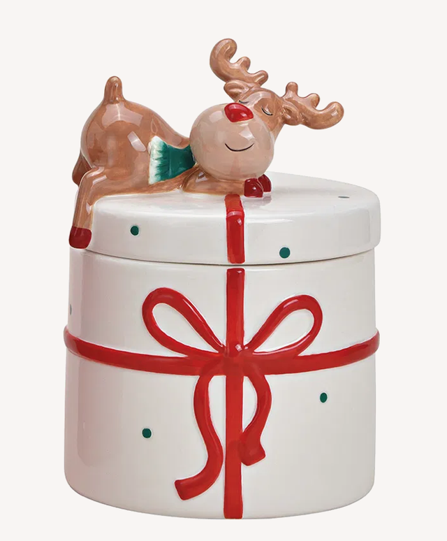 Wit blik met elanddecor van keramiek