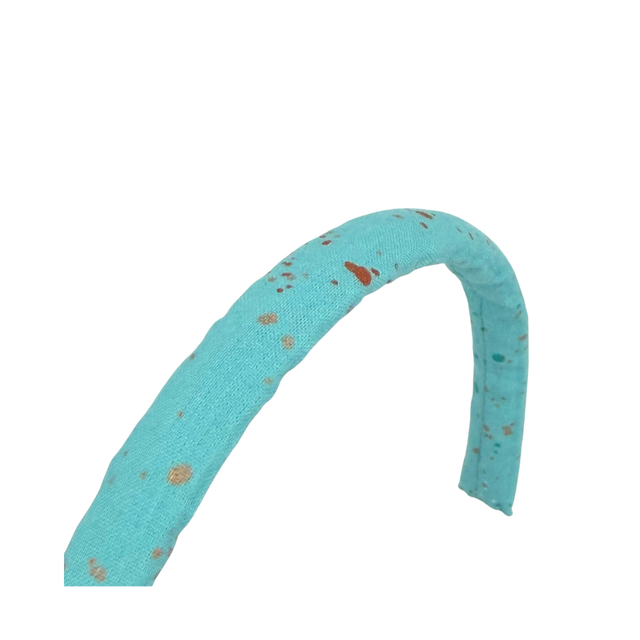 Narrow Alice Band - Turquoise Metallic Gold Speckle - Japanese Cotton