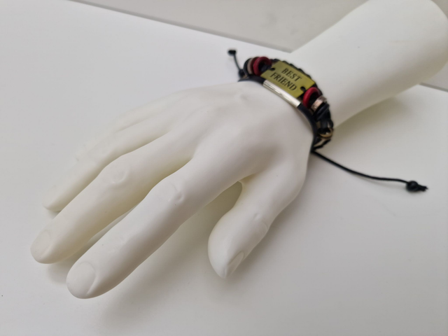 Bracelet Cuir Noir Best Friend Doré