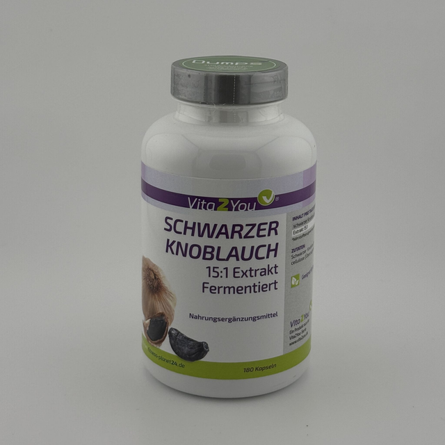Vita2You Schwarzer Knoblauch Extrakt - 750mg - 180 Kapseln - 15:1 Extrakt