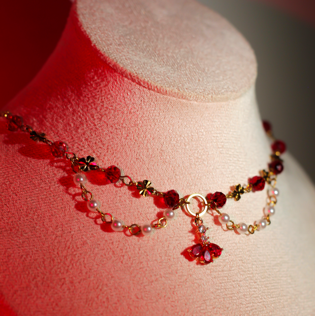 Collier « Poincettia Givré »