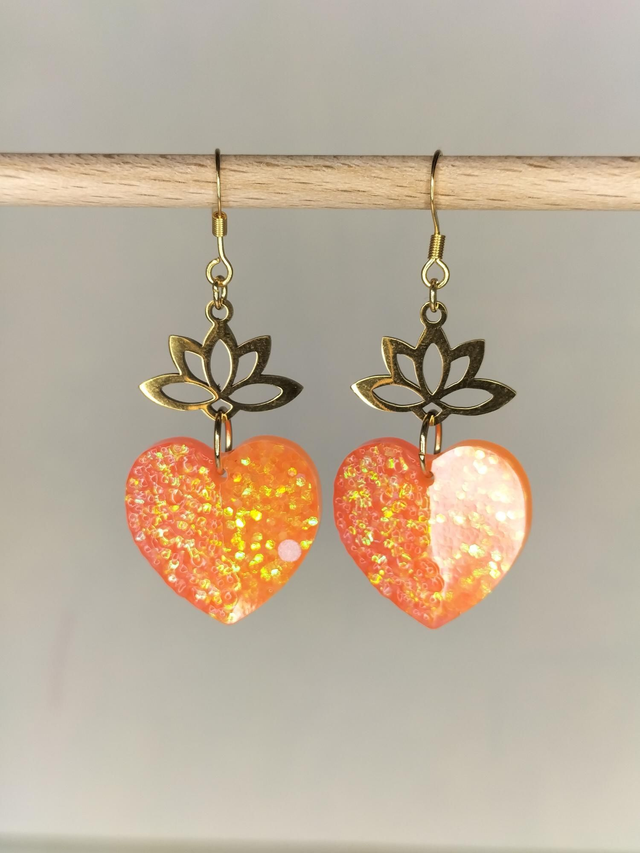 Boucles coeurs orange 