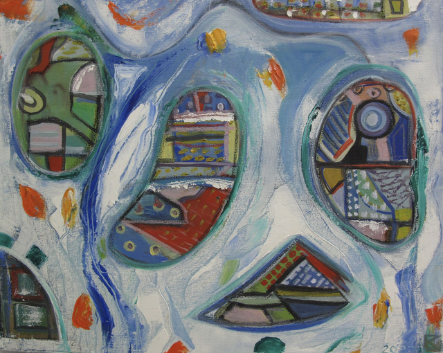 ART ABSTRACT OIL ON CANVAS - IS-LAND ME 06