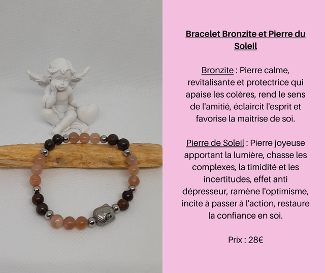 25- Bracelet Bronzite et Pierre du Soleil