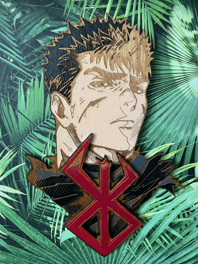 Décoration murale Berserk, Guts en bois.
