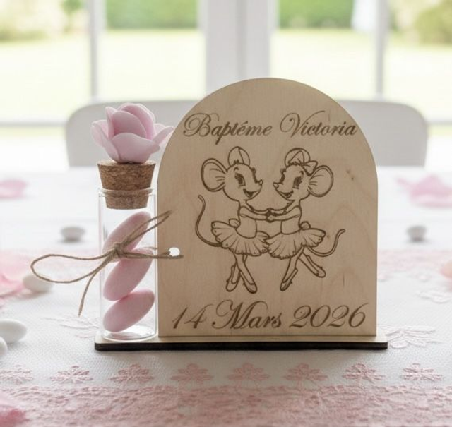 Support &amp; Fiole à dragées thème Souris