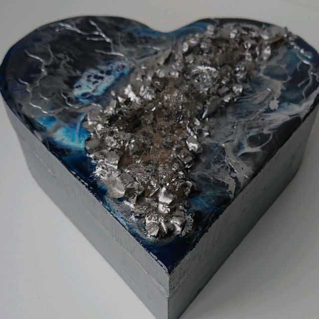 Blue Heart Wooden Box 