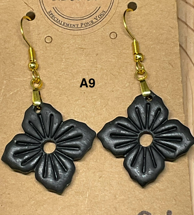 Boucles d’oreilles pendantes en pâte polymère,résine UV dorées ou argentées en acier inoxydable 